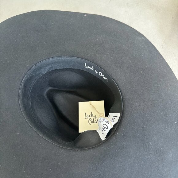 NWT Lack of Color Montana Midnight Muse Wool Felt Fedora Hat Black Wide Brim - Picture 9 of 10